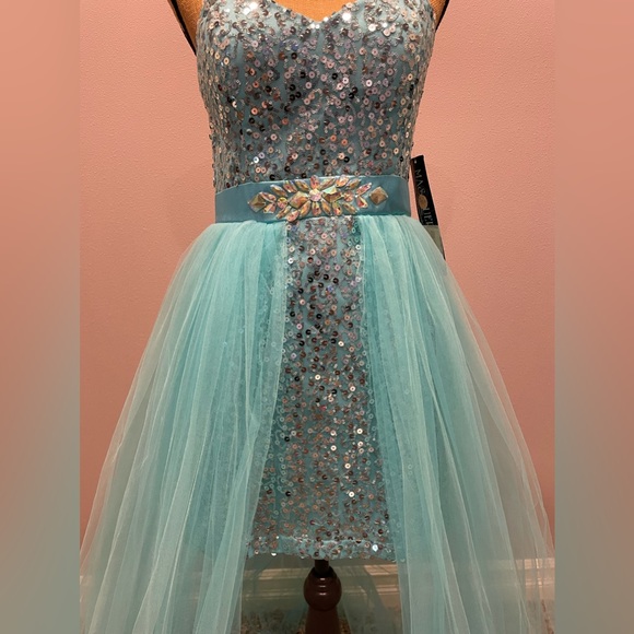 Strapless beaded turquoise unique Dress - Picture 10 of 10